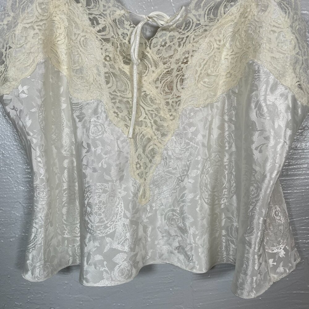 Vintage Victorias Secret Women M White Lingerie Set Gold Label Lace High Leg - Picture 6 of 11